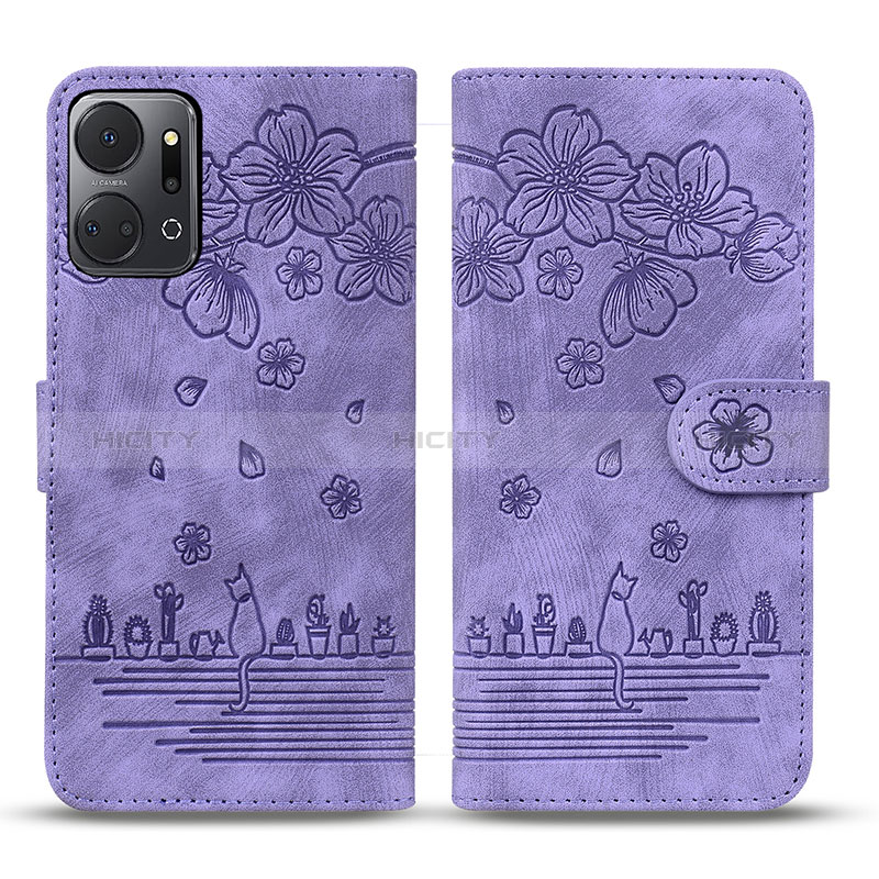 Handytasche Stand Schutzhülle Flip Leder Hülle Blumen HF2 für Huawei Honor X7a