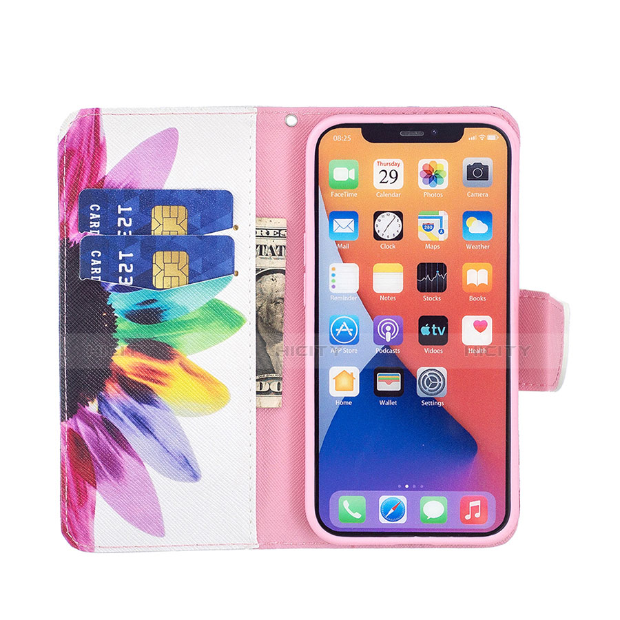 Handytasche Stand Schutzhülle Flip Leder Hülle Blumen L01 für Apple iPhone 13 Bunt groß