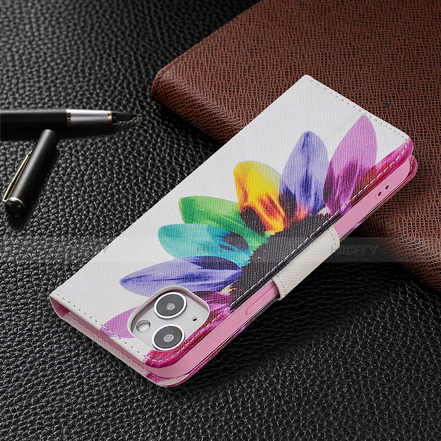 Handytasche Stand Schutzhülle Flip Leder Hülle Blumen L01 für Apple iPhone 13 Bunt groß