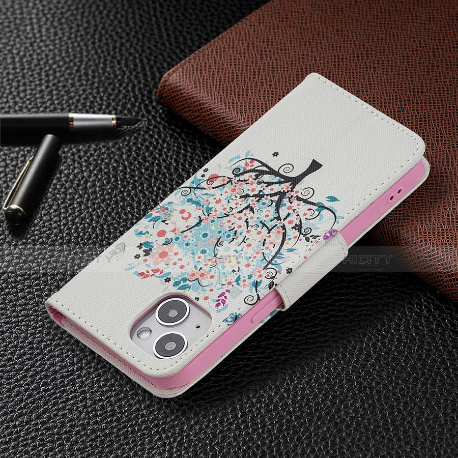 Handytasche Stand Schutzhülle Flip Leder Hülle Blumen L01 für Apple iPhone 13 Mini Plusfarbig groß