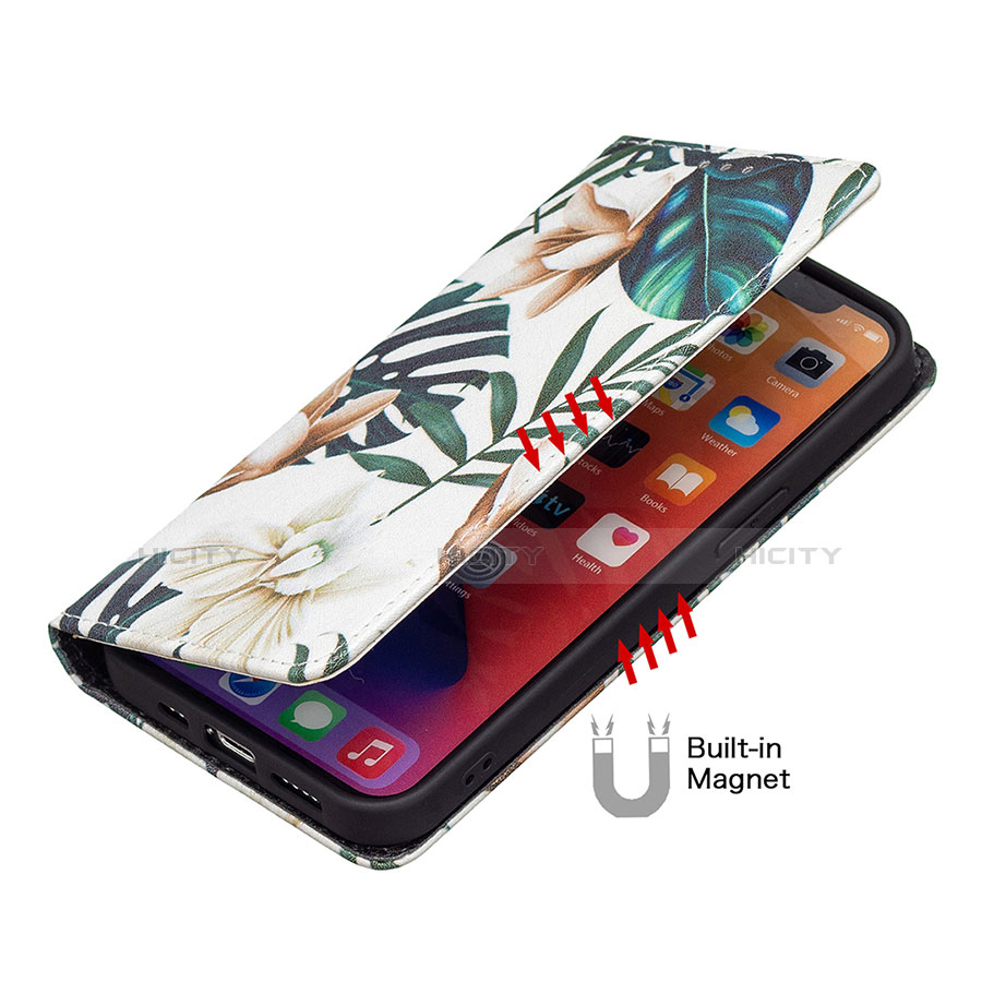 Handytasche Stand Schutzhülle Flip Leder Hülle Blumen L01 für Apple iPhone 13 Pro Max Plusfarbig