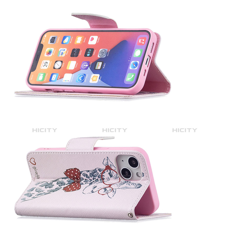 Handytasche Stand Schutzhülle Flip Leder Hülle Blumen L01 für Apple iPhone 13 Rosa