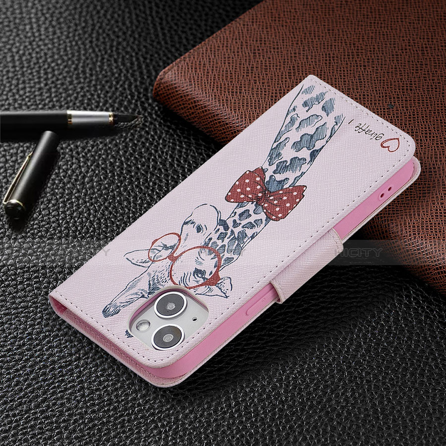 Handytasche Stand Schutzhülle Flip Leder Hülle Blumen L01 für Apple iPhone 14 Plus Rosa groß