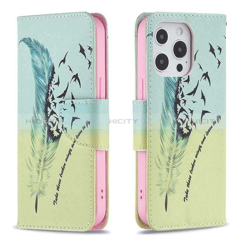 Handytasche Stand Schutzhülle Flip Leder Hülle Blumen L01 für Apple iPhone 14 Pro Gelb Plus