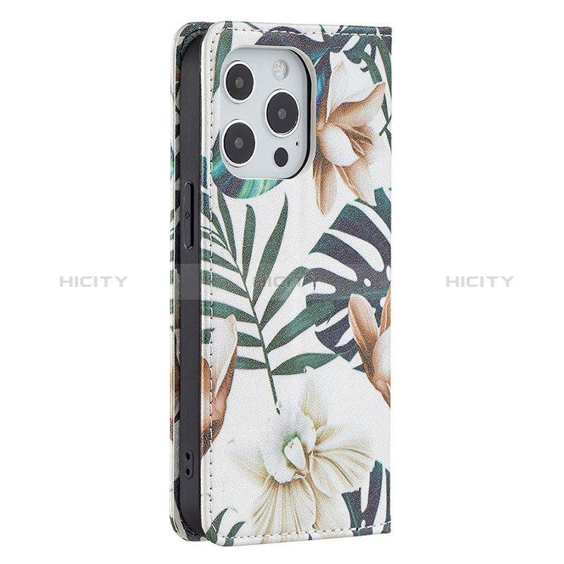 Handytasche Stand Schutzhülle Flip Leder Hülle Blumen L01 für Apple iPhone 14 Pro Plusfarbig