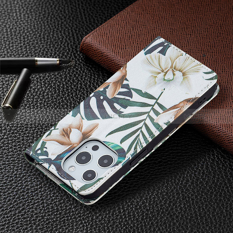 Handytasche Stand Schutzhülle Flip Leder Hülle Blumen L01 für Apple iPhone 14 Pro Plusfarbig