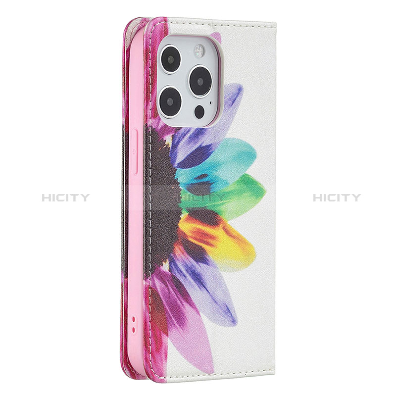 Handytasche Stand Schutzhülle Flip Leder Hülle Blumen L01 für Apple iPhone 14 Pro Rosa groß