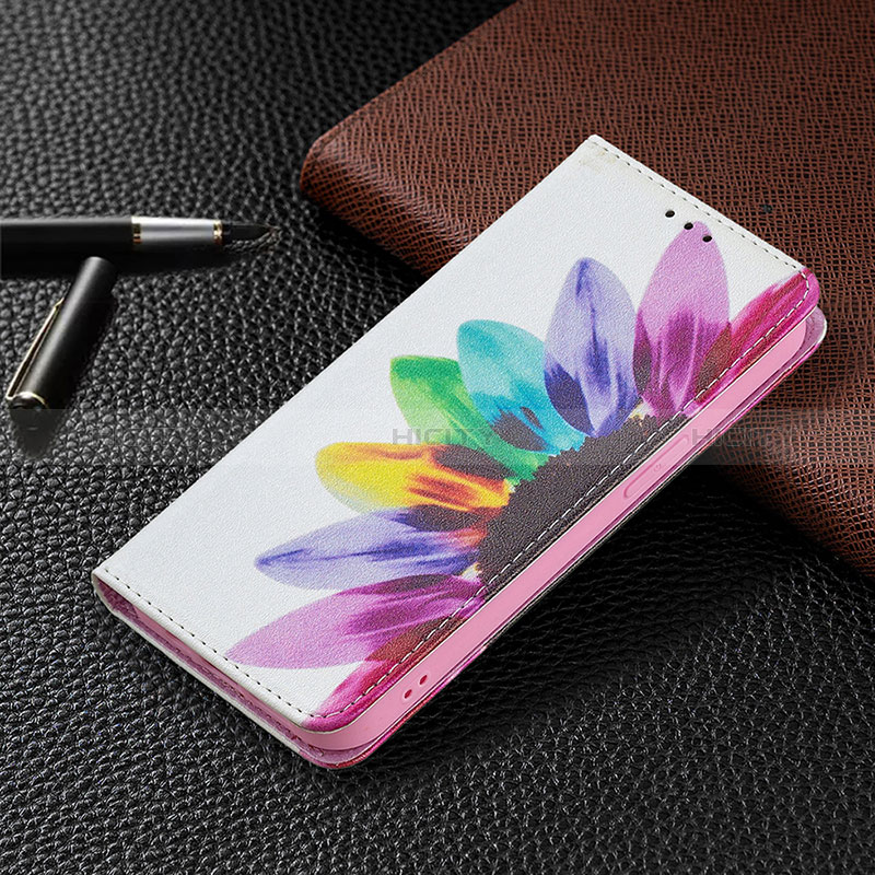 Handytasche Stand Schutzhülle Flip Leder Hülle Blumen L01 für Apple iPhone 14 Pro Rosa groß