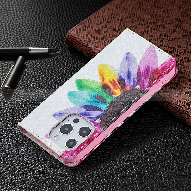 Handytasche Stand Schutzhülle Flip Leder Hülle Blumen L01 für Apple iPhone 14 Pro Rosa groß