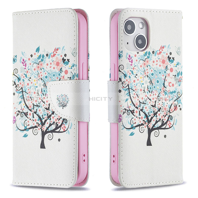 Handytasche Stand Schutzhülle Flip Leder Hülle Blumen L01 für Apple iPhone 15 Plus Plusfarbig Plus