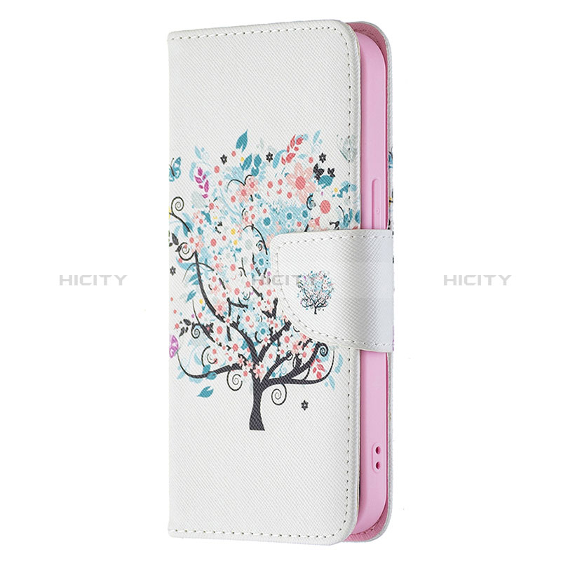 Handytasche Stand Schutzhülle Flip Leder Hülle Blumen L01 für Apple iPhone 15 Plus Plusfarbig groß