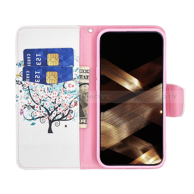 Handytasche Stand Schutzhülle Flip Leder Hülle Blumen L01 für Apple iPhone 15 Plus Plusfarbig groß