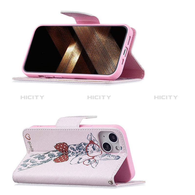 Handytasche Stand Schutzhülle Flip Leder Hülle Blumen L01 für Apple iPhone 15 Plus Rosa