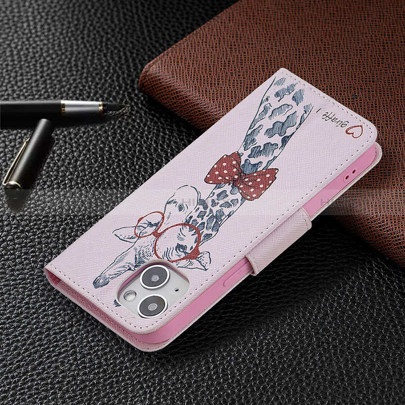 Handytasche Stand Schutzhülle Flip Leder Hülle Blumen L01 für Apple iPhone 15 Plus Rosa