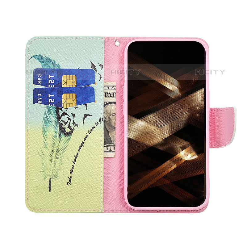 Handytasche Stand Schutzhülle Flip Leder Hülle Blumen L01 für Apple iPhone 15 Pro Gelb groß