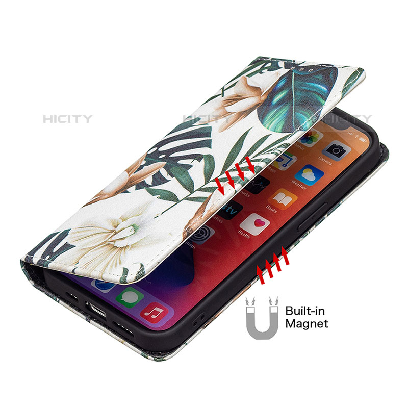 Handytasche Stand Schutzhülle Flip Leder Hülle Blumen L01 für Apple iPhone 15 Pro Max Plusfarbig