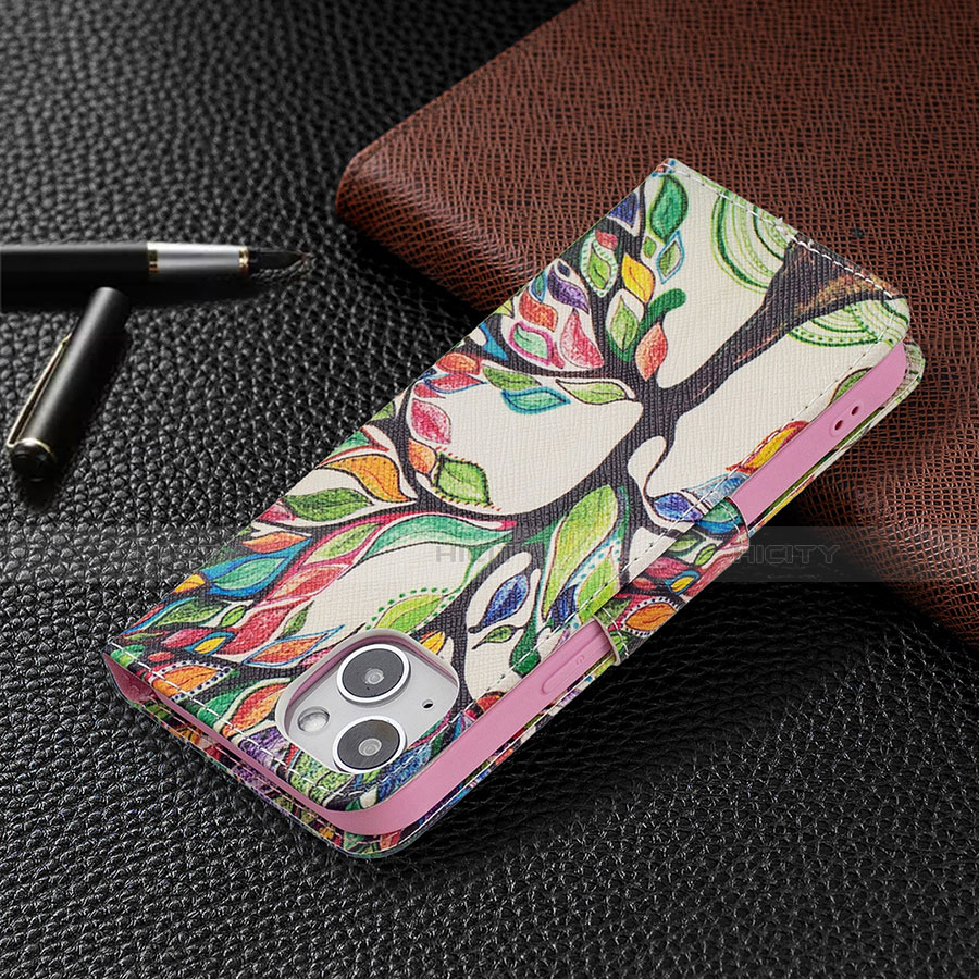 Handytasche Stand Schutzhülle Flip Leder Hülle Blumen L02 für Apple iPhone 13 Mini Plusfarbig