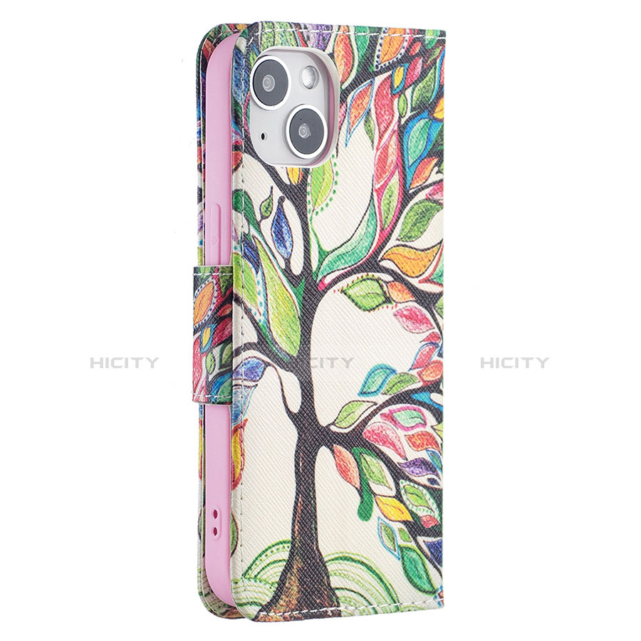 Handytasche Stand Schutzhülle Flip Leder Hülle Blumen L02 für Apple iPhone 13 Plusfarbig groß