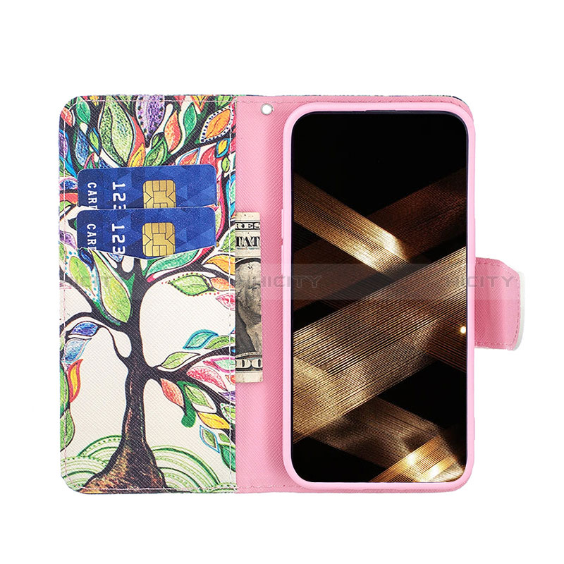 Handytasche Stand Schutzhülle Flip Leder Hülle Blumen L02 für Apple iPhone 15 Plus Plusfarbig