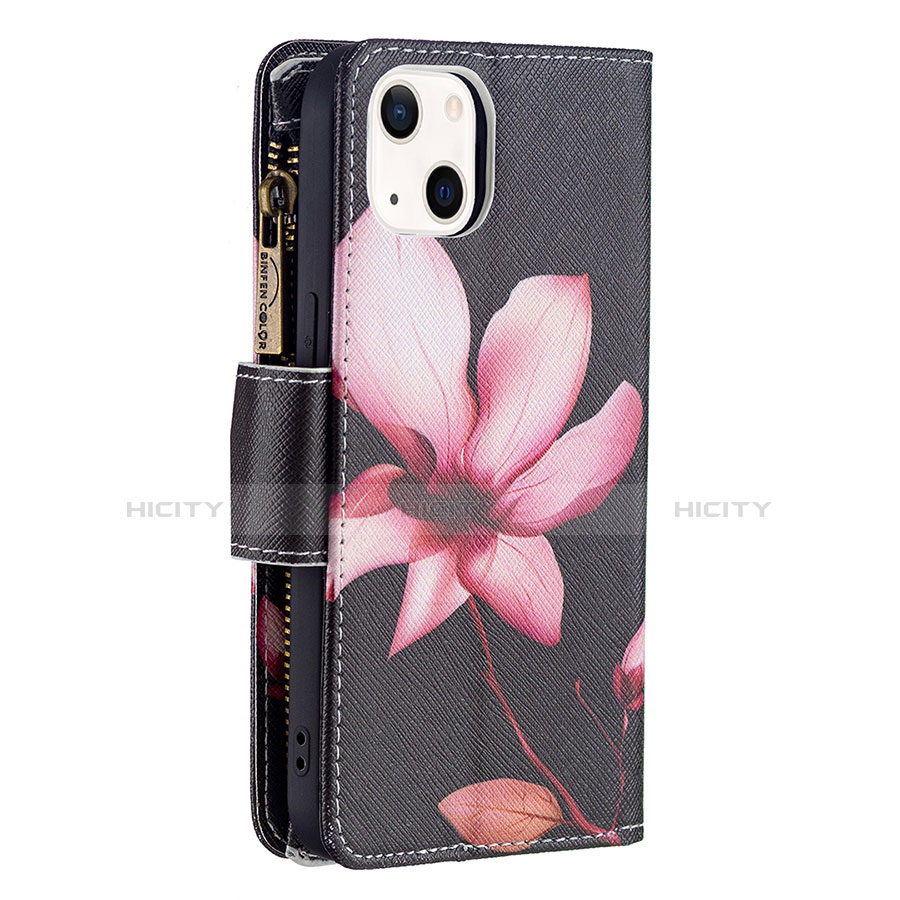 Handytasche Stand Schutzhülle Flip Leder Hülle Blumen L03 für Apple iPhone 13 Braun groß