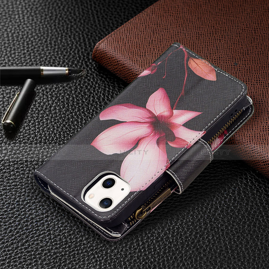 Handytasche Stand Schutzhülle Flip Leder Hülle Blumen L03 für Apple iPhone 13 Braun groß