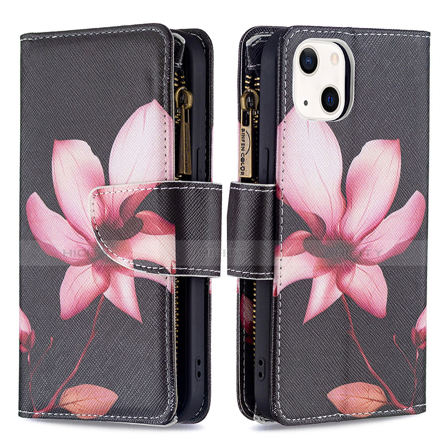 Handytasche Stand Schutzhülle Flip Leder Hülle Blumen L03 für Apple iPhone 13 Mini Braun Plus