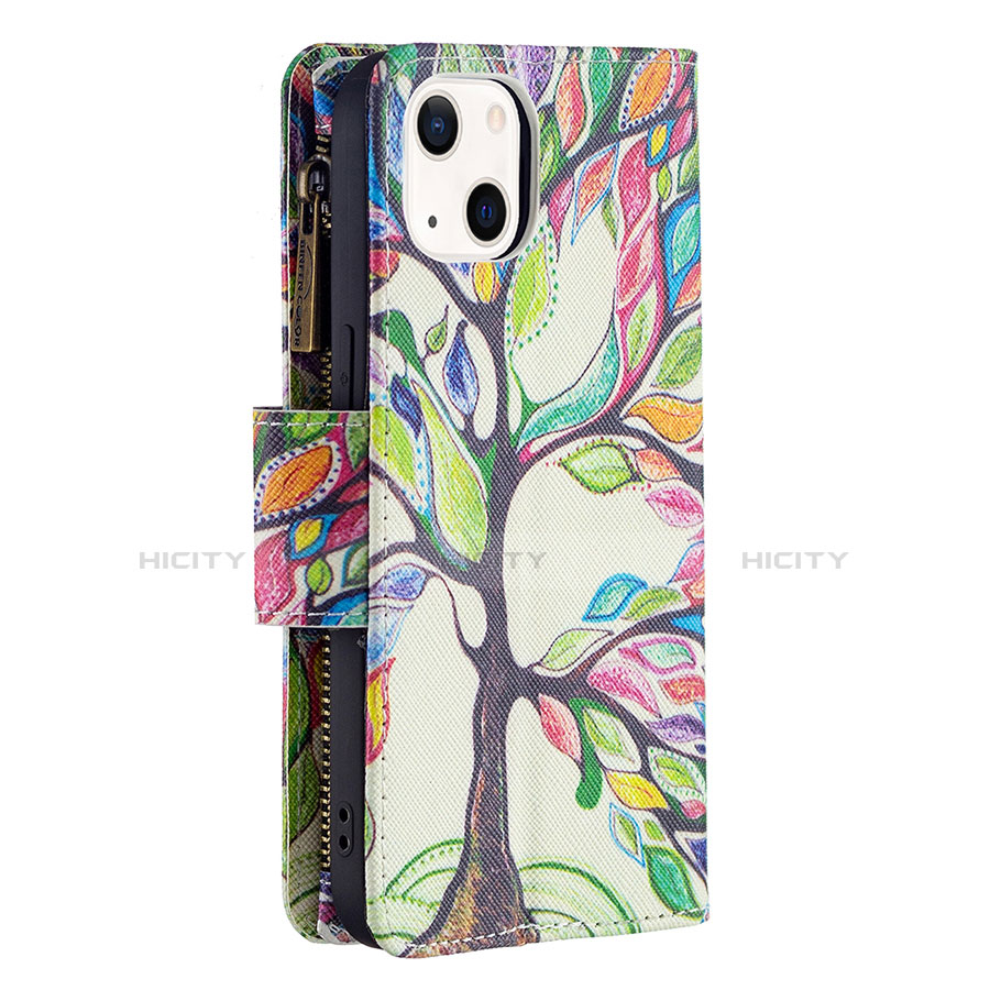 Handytasche Stand Schutzhülle Flip Leder Hülle Blumen L03 für Apple iPhone 13 Mini Plusfarbig