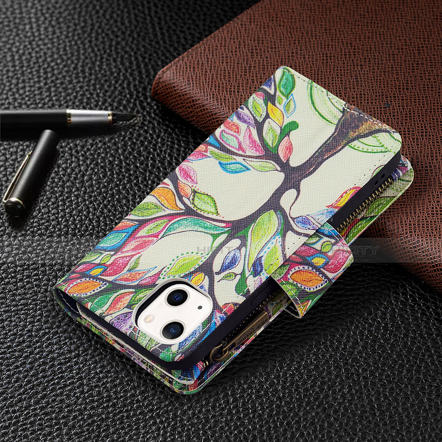 Handytasche Stand Schutzhülle Flip Leder Hülle Blumen L03 für Apple iPhone 13 Mini Plusfarbig