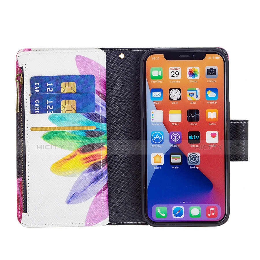 Handytasche Stand Schutzhülle Flip Leder Hülle Blumen L03 für Apple iPhone 13 Mini Rosa