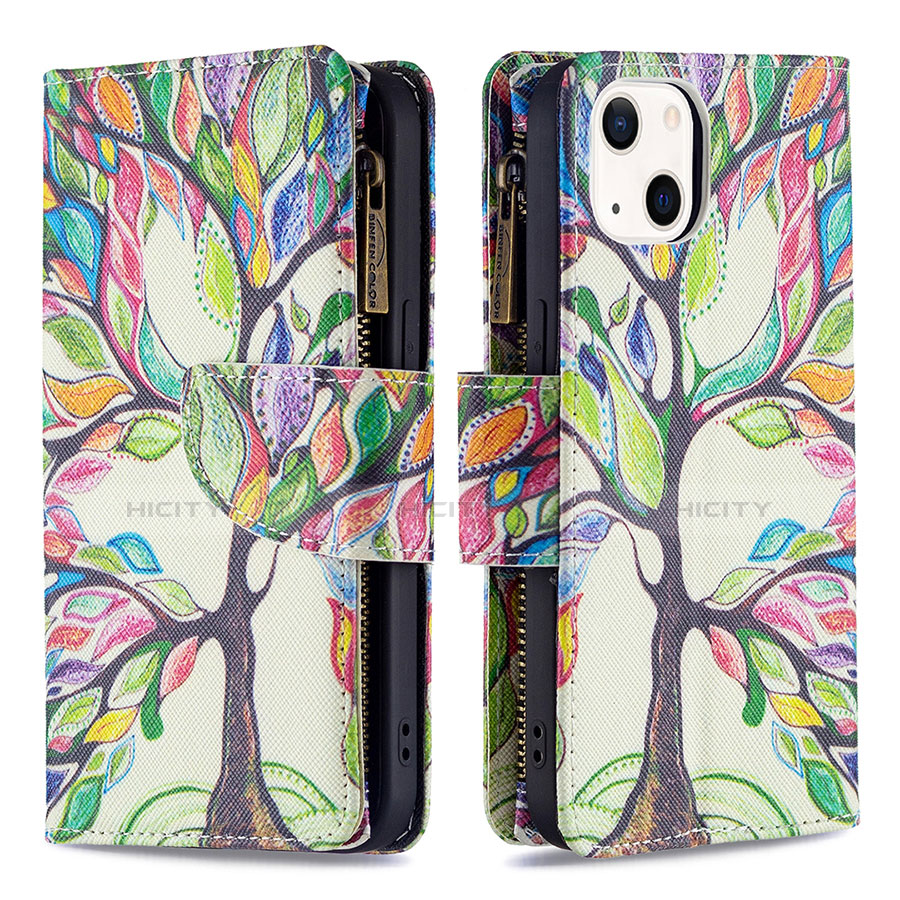 Handytasche Stand Schutzhülle Flip Leder Hülle Blumen L03 für Apple iPhone 13 Plusfarbig Plus