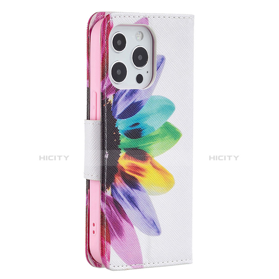 Handytasche Stand Schutzhülle Flip Leder Hülle Blumen L03 für Apple iPhone 13 Pro Max Rosa