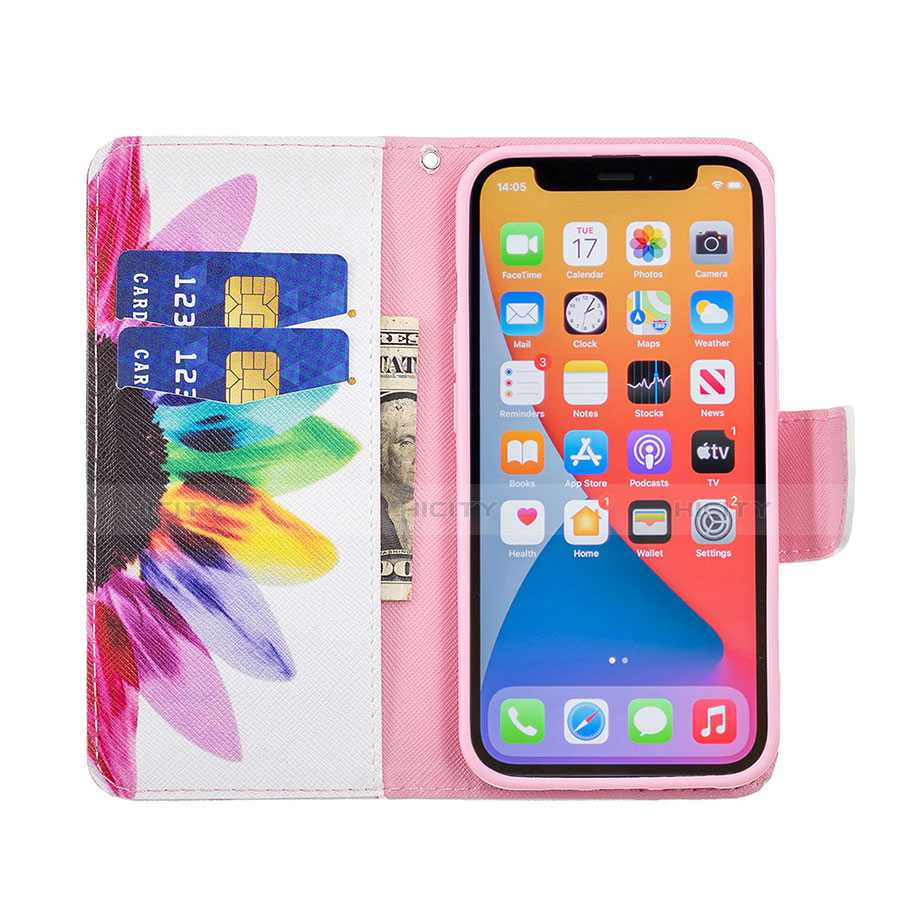 Handytasche Stand Schutzhülle Flip Leder Hülle Blumen L03 für Apple iPhone 13 Pro Max Rosa