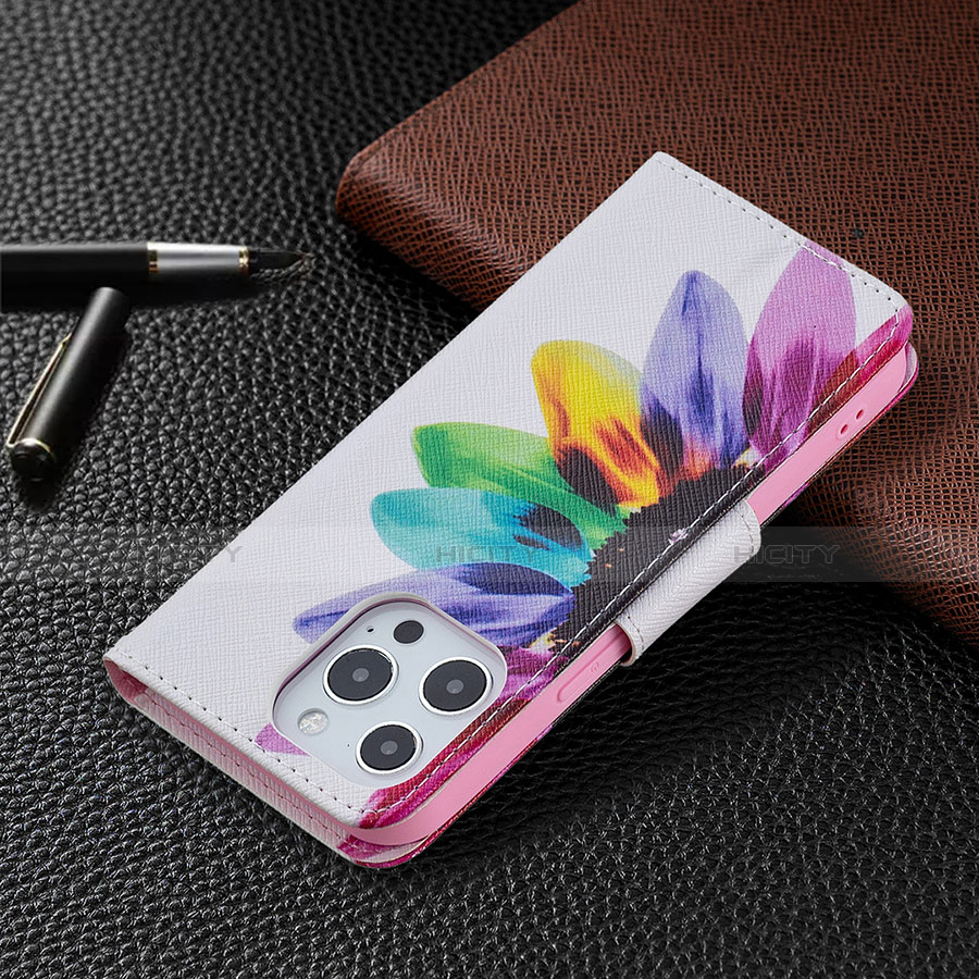 Handytasche Stand Schutzhülle Flip Leder Hülle Blumen L03 für Apple iPhone 13 Pro Max Rosa