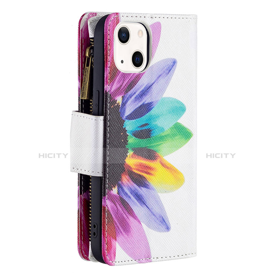 Handytasche Stand Schutzhülle Flip Leder Hülle Blumen L03 für Apple iPhone 13 Rosa groß