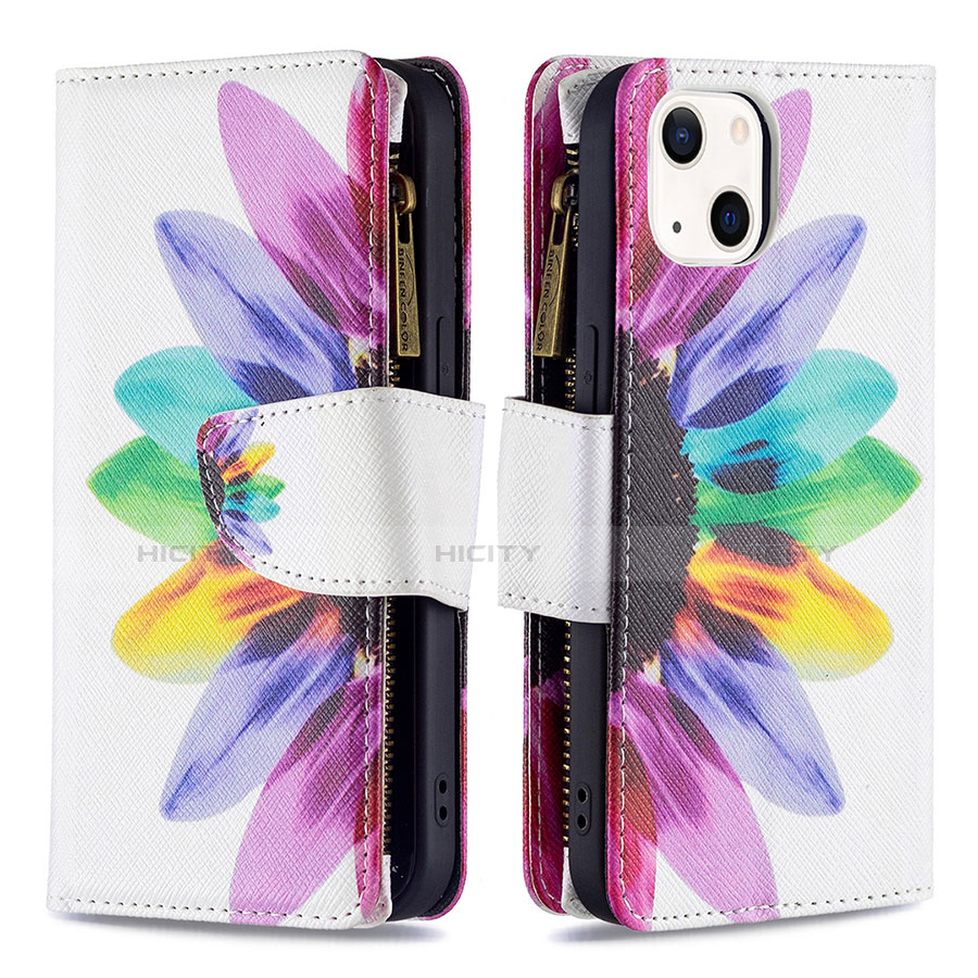 Handytasche Stand Schutzhülle Flip Leder Hülle Blumen L03 für Apple iPhone 14 Plus Rosa Plus