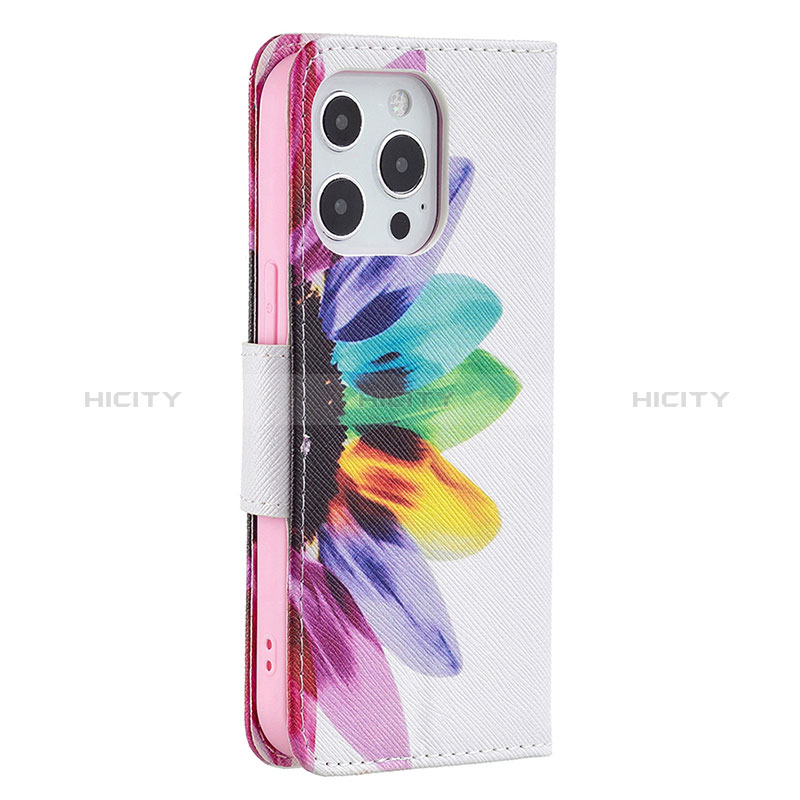 Handytasche Stand Schutzhülle Flip Leder Hülle Blumen L03 für Apple iPhone 14 Pro Max Rosa