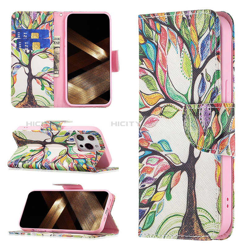 Handytasche Stand Schutzhülle Flip Leder Hülle Blumen L03 für Apple iPhone 14 Pro Plusfarbig