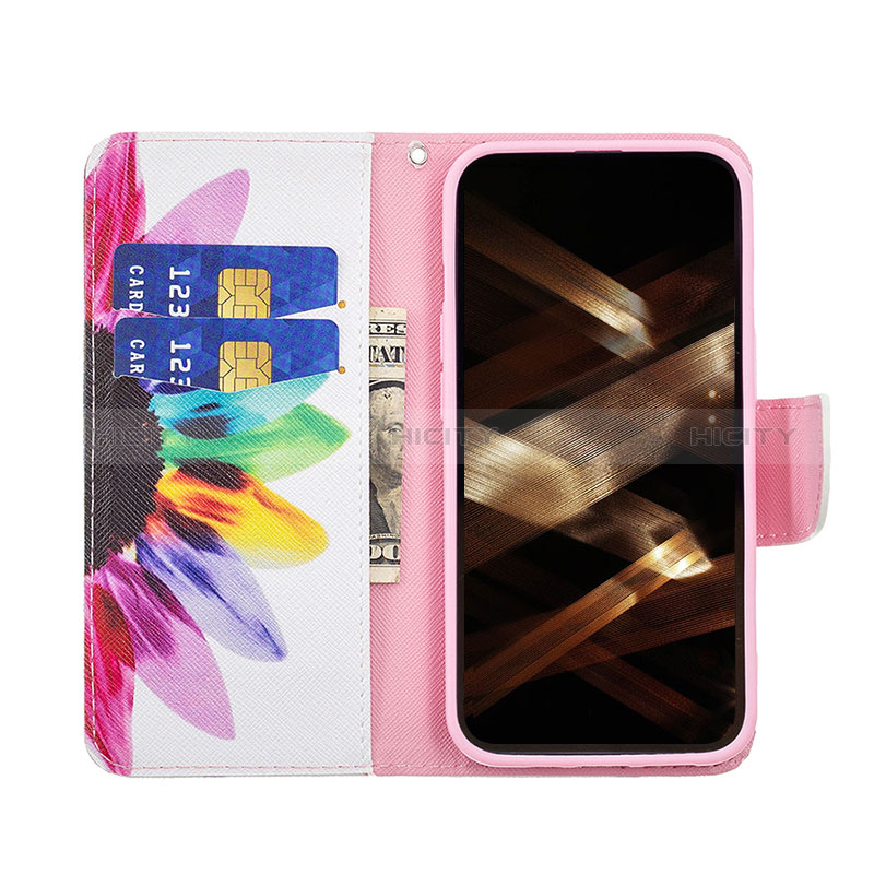 Handytasche Stand Schutzhülle Flip Leder Hülle Blumen L03 für Apple iPhone 14 Pro Rosa