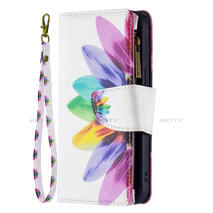 Handytasche Stand Schutzhülle Flip Leder Hülle Blumen L03 für Apple iPhone 14 Rosa