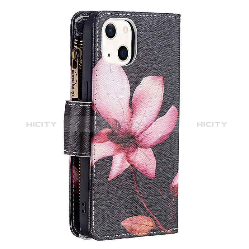 Handytasche Stand Schutzhülle Flip Leder Hülle Blumen L03 für Apple iPhone 15 Braun groß