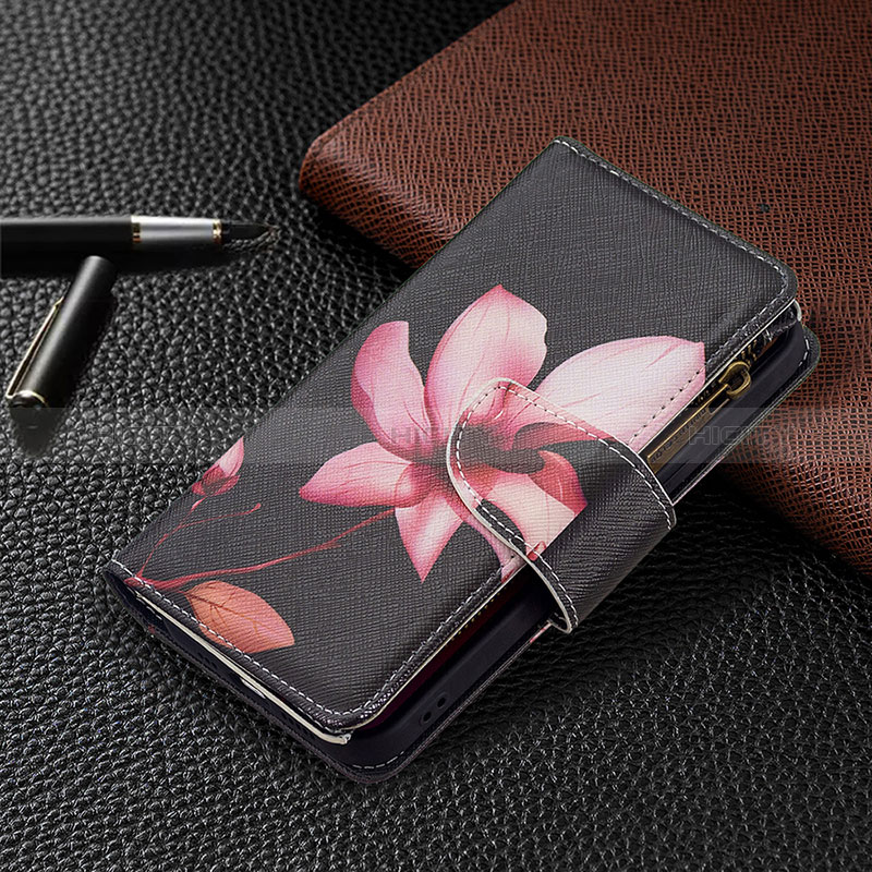 Handytasche Stand Schutzhülle Flip Leder Hülle Blumen L03 für Apple iPhone 15 Braun groß