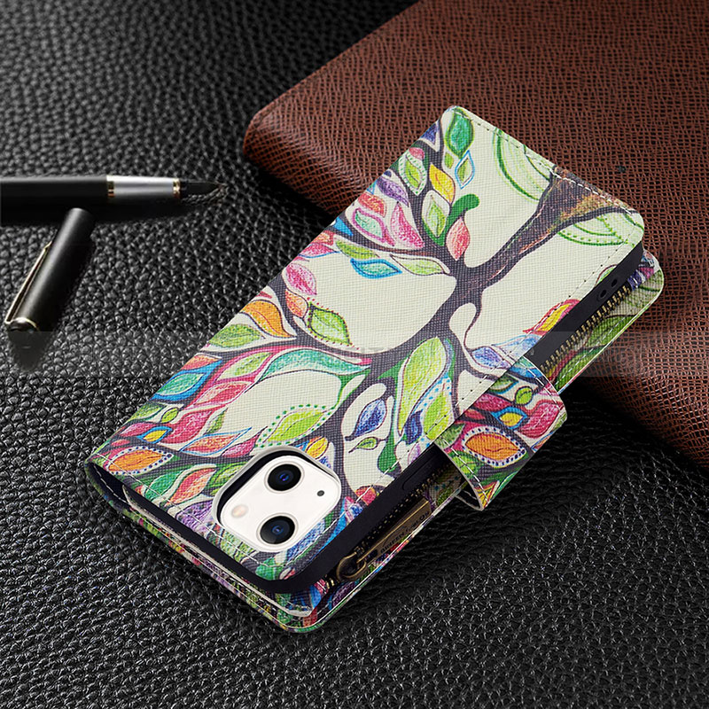 Handytasche Stand Schutzhülle Flip Leder Hülle Blumen L03 für Apple iPhone 15 Plusfarbig groß