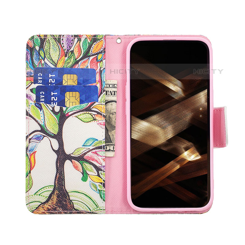 Handytasche Stand Schutzhülle Flip Leder Hülle Blumen L03 für Apple iPhone 15 Pro Max Plusfarbig