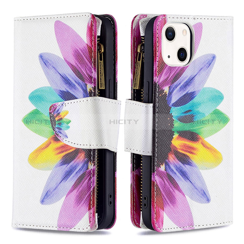 Handytasche Stand Schutzhülle Flip Leder Hülle Blumen L03 für Apple iPhone 15 Rosa Plus