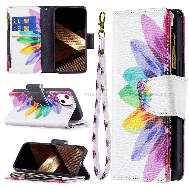 Handytasche Stand Schutzhülle Flip Leder Hülle Blumen L03 für Apple iPhone 15 Rosa groß