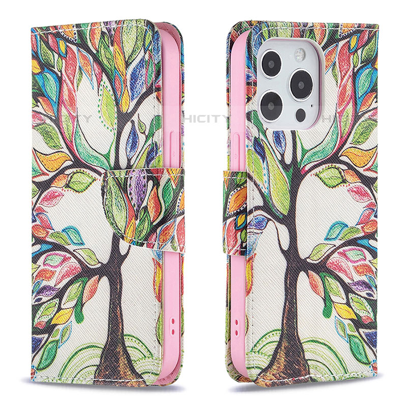 Handytasche Stand Schutzhülle Flip Leder Hülle Blumen L03 für Apple iPhone 16 Pro Max Plusfarbig