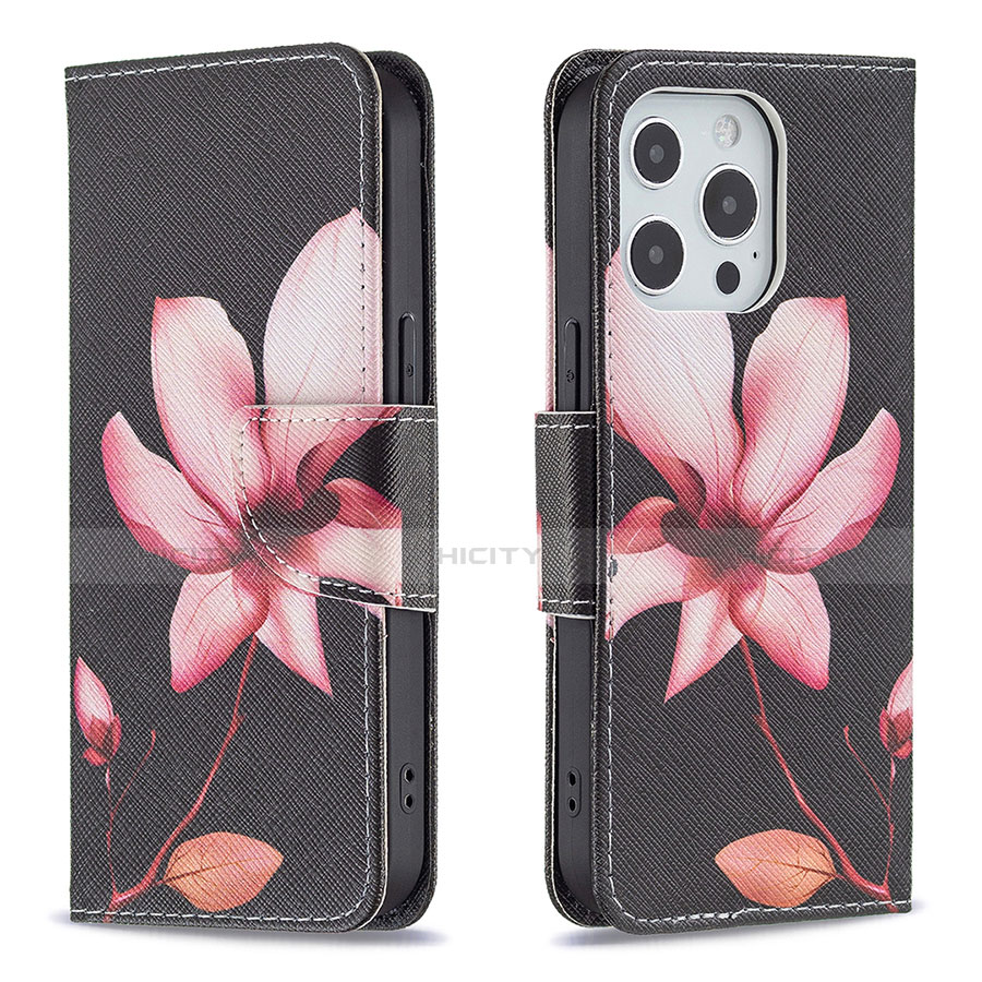 Handytasche Stand Schutzhülle Flip Leder Hülle Blumen L07 für Apple iPhone 13 Pro Braun