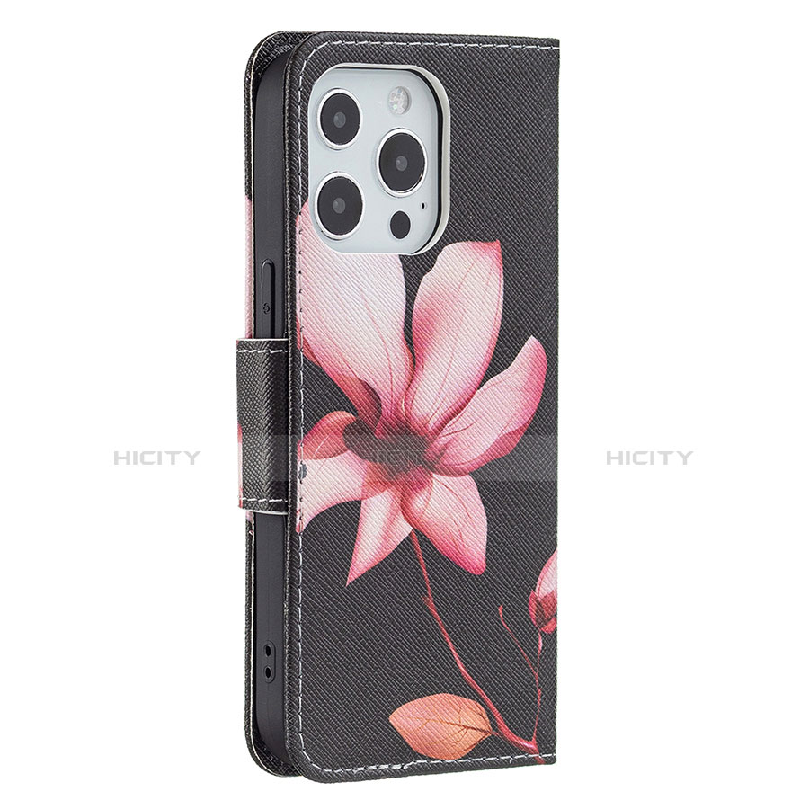 Handytasche Stand Schutzhülle Flip Leder Hülle Blumen L07 für Apple iPhone 13 Pro Braun