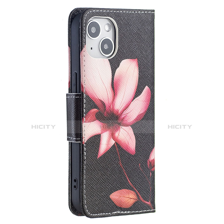 Handytasche Stand Schutzhülle Flip Leder Hülle Blumen L07 für Apple iPhone 14 Plus Braun