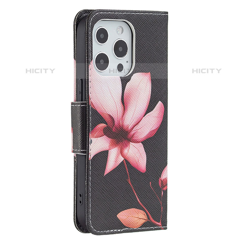 Handytasche Stand Schutzhülle Flip Leder Hülle Blumen L07 für Apple iPhone 15 Pro Braun